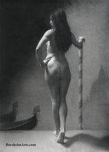 將圖片載入圖庫檢視器 Memories of Venice Nude Woman Model Italy Classic Charcoal Drawing from Live Model Italy
