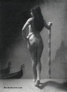 Memories of Venice Nude Woman Model Italy Classic Charcoal Drawing from Live Model Italy