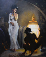 Curiosity of Pandora - Painting of God Hermes and the Box Greek Mythology