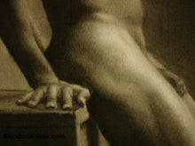Cargar imagen en el visor de la galería, Detail Man s Hand Hips Second Thoughts Classical Drawing of Nude Male Figure
