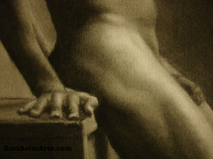 Detail Man s Hand Hips Second Thoughts Classical Drawing of Nude Male Figure