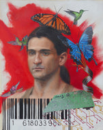 Back to Nature (Must Get) Dazed Man Dreams of Escaping Technology to Fly with Hummingbirds and Butterflies Mixed Media Painting Collaboration 2 Artists