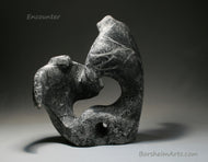 Encounter Manta Ray Sculpture Black and White Stone Astra Star Marble Abstract Ocean Life Sculpture