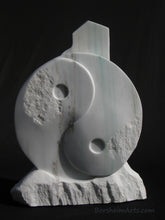 Load image into Gallery viewer, Yin Yang Marble Sculpture Erotic Statue Green Gold Veining Marble
