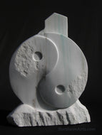 Yin Yang Marble Sculpture Erotic Statue Green Gold Veining Marble