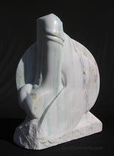 Load image into Gallery viewer, Yin Yang Marble Sculpture Erotic Statue Green Gold Veining Marble
