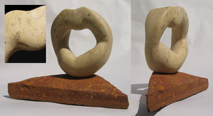 Combination Stone Möbius Mouth Limestone Sculpture with Mobius and Fossils in Limestone