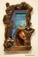 Artist Self-Portrait in Studio with Oh Boy! Bronze Mirror of Nude Men