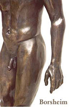 Cargar imagen en el visor de la galería, Detail hand and torso Reginald Walking Man Bronze Statue African American Sculpture Black Patina Standing Figure Art
