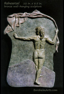 Rehearsal Nude Dancer Back View Bronze Bas-relief Sculpture Wall-Hanging Art