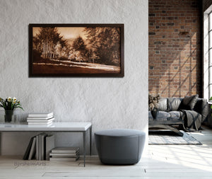 landscape painting in loft apartment ... great decor for peaceful take to nature painting