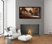Laden Sie das Bild in den Galerie-Viewer, Enchanted Afternoon monochromatic landscape oil painting in fireplace living room decor neutral and beautiful
