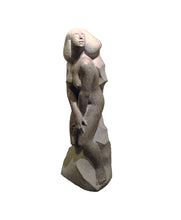 Charger l&#39;image dans la galerie, Stone Sculpture of a modest nude woman looking upwards towards the heavens.  She is classical and elegant and looks lovely in a luxury home, or even a relatively modest one.  Sculpture by Ukrainian artist Vasily Fedorouk
