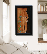 Laden Sie das Bild in den Galerie-Viewer, Florentia classical painting of allegory female nude statue in the Palazzo Pitti with Florentine calligraphy fine art figurative oil painting framed in a bedroom mockup.  Frame included
