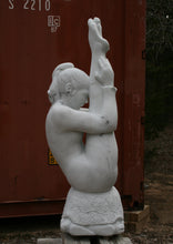 Load image into Gallery viewer, Garden Statue Gymnast Pike Position on Four Headed Turtle Fantasy Figure Statue Marble
