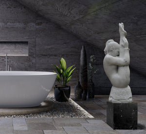 Stargazer marble figure sculpture looks great in a modern stone bathroom or home.  a beautiful sculpture that will add class and elegance to any space