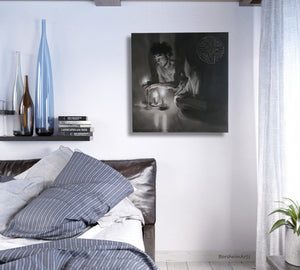 Lovely peaceful, contemplative, relaxing bedroom art, sold separately or together, this monochromatic oil painting is perfect for your space!