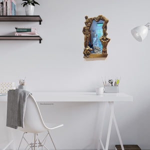 Oh Boy! Bronze Mirror of Nude Men, hung over desk as home office decor