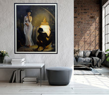 Cargar imagen en el visor de la galería, a dramatic addition to modern homes or loft apartments Curiosity of Pandora - Painting of God Hermes and the Box Greek Mythology
