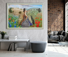 Cargar imagen en el visor de la galería, Persephone 90 x 130 cm [about 35 x 51 in] Oil on Canvas by Kelly Borsheim as shown in loft apartment
