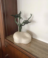 Cargar imagen en el visor de la galería, This niche in a wall-shelf unit to house a television gives a place to exhibit in the living room the 16 inch tall sculpture of Sea Turtles swimming in kelp. Sculpture is a limited edition bronze and stone (each limestone base is hand carved). 3-d Art by Kelly Borsheim

