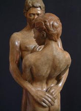 Cargar imagen en el visor de la galería, Back of Woman Together and Alone Bronze Sculpture of Man Woman Couple
