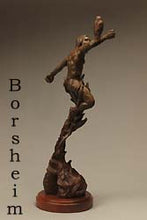 Load image into Gallery viewer, Man Hawk Warrior Spirit Man and Hawk Bird Vertical Flight Statue Flying and Nature Bronze Sculpture
