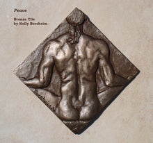 Load image into Gallery viewer, Peace Nude Man Bronze Tile Diamond Shape
