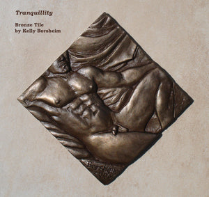 Tranquility Nude Man Bronze Tile Diamond Shape