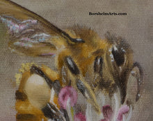 Cargar imagen en el visor de la galería, Detail Bee Harvest ~ Bee on Bradford Pear Tree Flower Oil Painting
