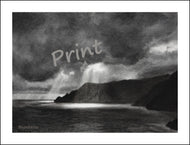 Spotlight Rugged Coastline Sun and Sea Water of Cinque Terre Italy - PRINT - Fine Art Reproduction