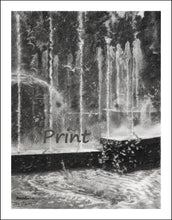 Cargar imagen en el visor de la galería, Effervescence Water Fountain in Milan Italy Spraying Water Bubbler Travel Summer City Scene Black and White - PRINT Fine Art Reproduction
