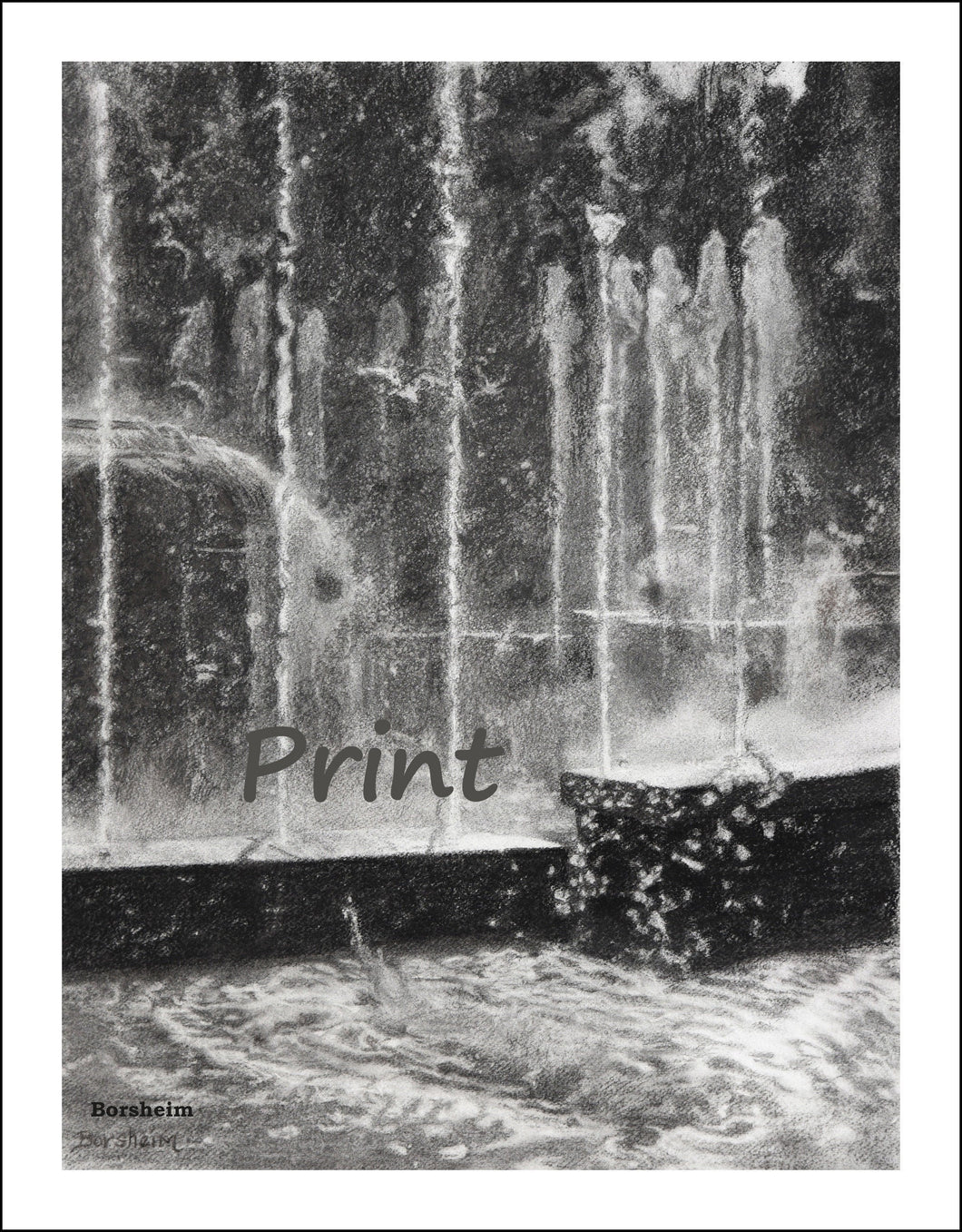 Effervescence Water Fountain in Milan Italy Spraying Water Bubbler Travel Summer City Scene Black and White - PRINT Fine Art Reproduction