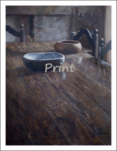 Tuscan Table, a painting image that is printed on paper; original painting sold immediately, prints in variety of sizes.  