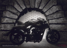 Load image into Gallery viewer, Hellcat at the Pitti - Nude Man on Confederate Hellcat Motorcycle Mature Original Charcoal Drawing from Florence, Italy
