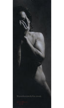 Cargar imagen en el visor de la galería, Enough Drawing of Man with Hand on Face Tired Charcoal with Pastel Original Art Black and White Human Form Male Figure Art
