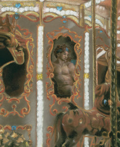 Detail of art La Giostra Carousel Merry-Go-Round Florence Italy Michelangelo - ORIGINAL Pastel Art