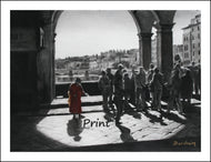 Ponte Vecchio Florence Italy Bridge People Beggar Woman Backlit Scene Tuscany Fine Art PRINT Begging Woman Tourist Print