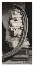 Load image into Gallery viewer, Library of Dreams Tower of Old Books Stack of Books Fine Art Print Black and White or Sepia Art PRINT of Charcoal Drawing Pile of Books
