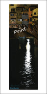 Dark Arno Florence Italy River Boat Under Bridge Water Night Scene Reflection - Fine Art PRINT reproduction