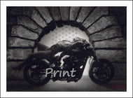 Hellcat at the Pitti Nude Man on Confederate Motorcycle Florence Italy Affordable print with border