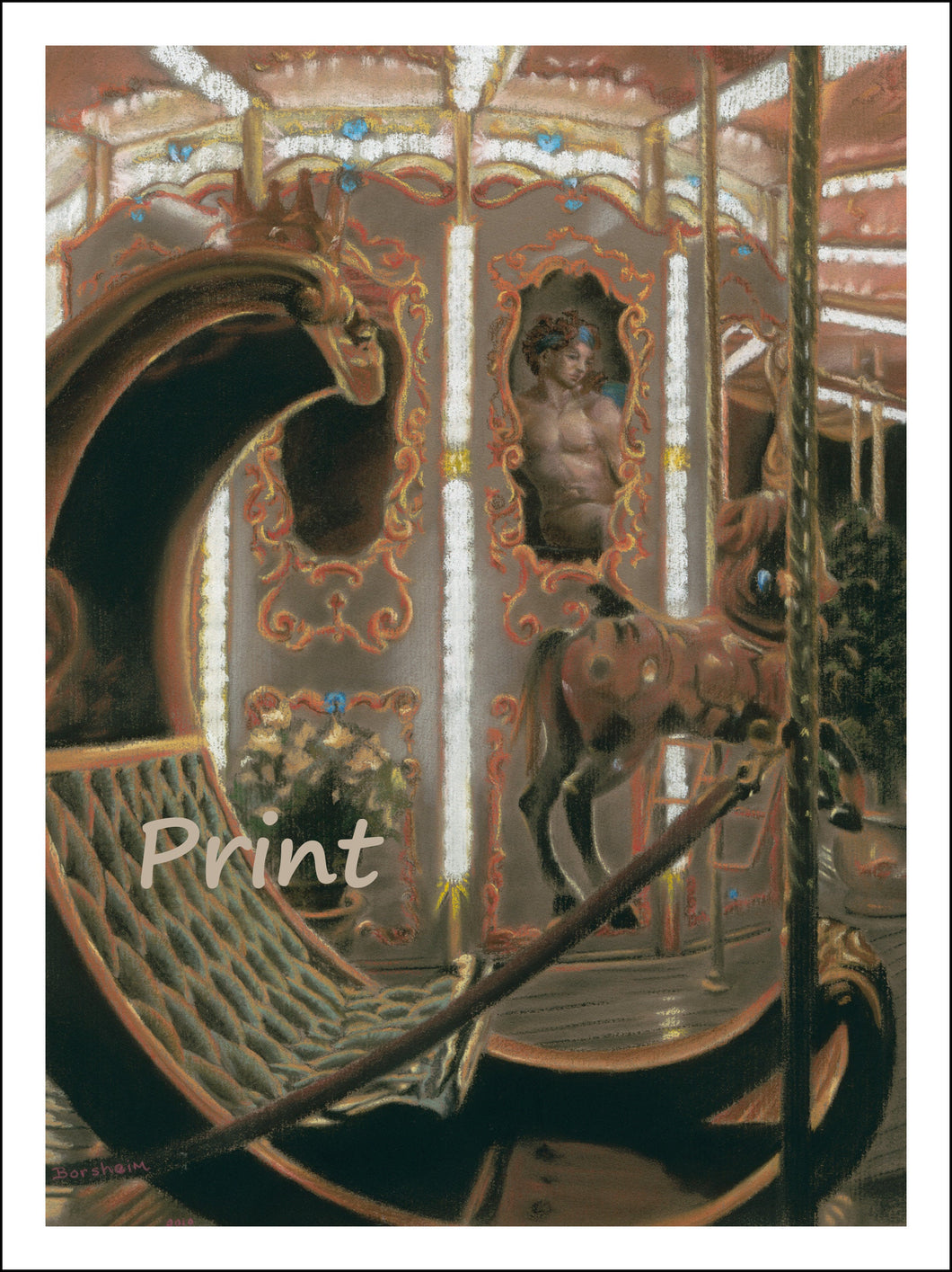 La Giostra Carousel Merry-Go-Round Florence Italy Michelangelo - Fine Art PRINT