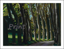 Load image into Gallery viewer, Row of Trees Fine Art Print Tree-lined Road Public Garden Florence Italy Tuscany Fine Art PRINT for Home Pastel Painting black paper
