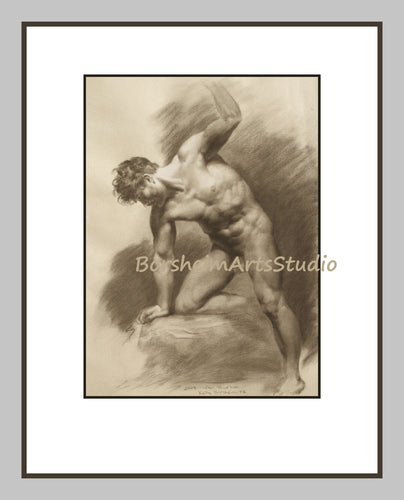 Digital Download Drawing Anatomy Male Nude After Prudhon 2 Sepia