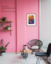 Cargar imagen en el visor de la galería, In Pink Room Red Vine in Autumn Fine Art Print Colorful Pastel Art Rainbow Colors Fall Leaves
