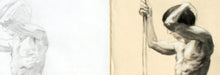 將圖片載入圖庫檢視器 Detail of male nude drawing of standing man Gianni digital download printable art
