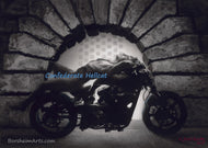 Nude Man on Confederate Hellcat Motorcycle in Silhouette Original Charcoal Drawing from Florence, Italy