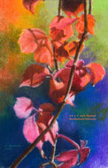 Red Vine in Autumn Fine Art Print Colorful Pastel Art Rainbow Colors Fall Leaves