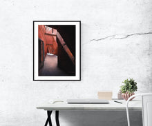 Load image into Gallery viewer, Architecture Corridor Fine Art Print Marrakech Morocco Passages Series Rose Path Tunnel Pink Fine Art Print Home Wall Decor Travel Art
