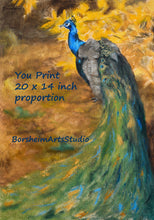 將圖片載入圖庫檢視器 Digital Download Peacock Painting Fine Art YOU PRINT
